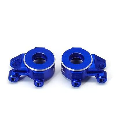 TREAL Aluminum 7075 Front Steering Knuckles Set (2P) L&R CNC Machined Upgrades Compatible with 1/18 TRX4M (Blue)