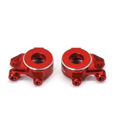 Treal Aluminum 7075 Front Steering Knuckles Set (2P) L&R CNC Machined Upgrades Compatible with 1/18 TRX4M (Red)