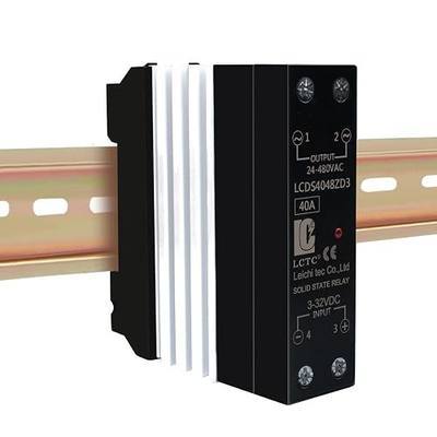 Din Rail Solid State Relay with Heat Sink - DC to AC (3-32V DC Input, 24-480V AC Output), 40A SSR