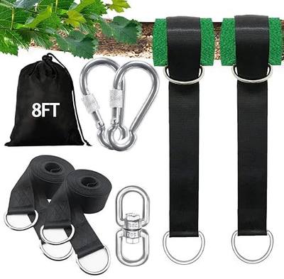 Tree Swing Straps Hanging Kit 4FT/8FT/15FT/20FT/25FT, Extra Long Tree Swing Straps Holds 5500 lbs with Lock Carabiners & Tree Protectors, Safer for All Swing & Hammock (8FT)