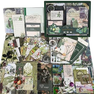 Scrapbook Supplies Kit, Vintage Junk journaling Supplies, Scrapbooking Kit | Stationary Set with Aesthetic Ephemera Stickers, Bullet Journaling Kit, Collage Craft Supplies Gift for Adults Women Starter
