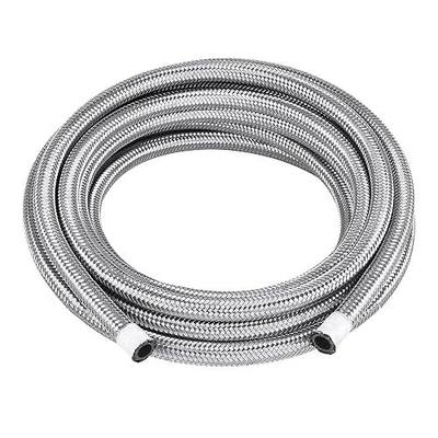 Universal 6AN CPE Fuel Line Hose 3/8", 10FT AN6 Stainless Steel Braided Fuel Line Oil/Gas/Fuel Hose, Not for PTFE/E85 - Sliver