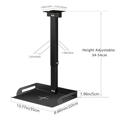 Universal Ceiling Mount with Tray for Projector/Camera ,Wall/Ceiling Mounting, No Hole Installation, Height Adjustable 11.4-22inches, in-Tube Cable Routing