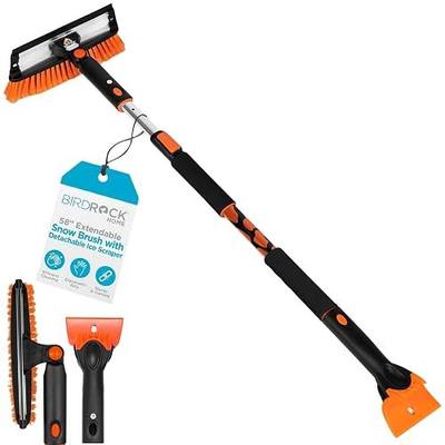 Snow MOOver 58" Extendable Snow Brush with Detachable Ice Scraper | 11" Wide Squeegee & Bristle Head | Lightweight Aluminum Body with Ergonomic Grip | No Scratch Winter Cleaning Tool for Cars & SUVs