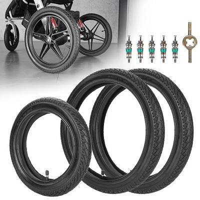 Front 12X1.75 and Rear 16×1.75 Tire and Tube Set (1+2) Wheel Replacement | for 3-Wheeler Gear Jogging Stroller, Single and Double Strollers, Revolution SE/Pro/Flex/SU/Ironman, Strong Shock-Absorbent