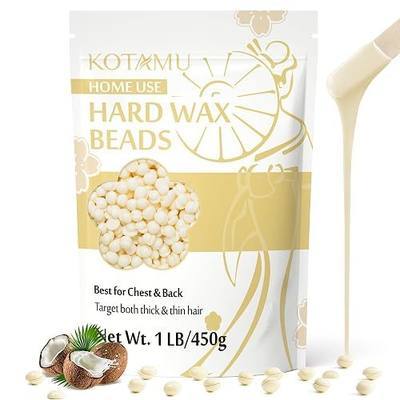 KOTAMU Hard Wax Beads for Hair Removal - 1lb Sensitive Skin Thick Hair Formula for Full Body, Face, Chest, Back, Leg, Bikini Brazilian Waxing - Wax Refill for Women and Men