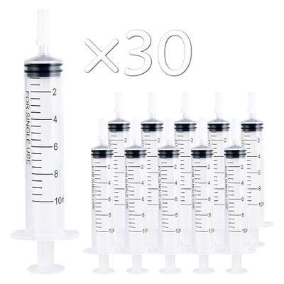 JOLLY PARTY 10ml Plastic Syringes, Small Syringe with Tip Cap, 30 Pack Oral Syringe for Scientific Labs, Feeding Pets, Measurement, Refilling, Mini 10ml Measuring Tools for Liquid, Needleless