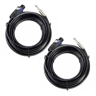 2PCS 15 Feet 12 Gauge Speakon to 1/4 Inch Male Speaker Cables - 15ft 12AWG Speakon to 1/4 Stereo Audio Interconnect Cords - 2 Pack