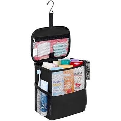 Lifewit Shower Bag Mesh Shower Caddy Portable College Dorm Room Essentials Tote Bag for Bathroom, Gym, Travel, Camping Quick Dry Hanging Shower Organizer Basket Toiletry Bag, Medium, Black