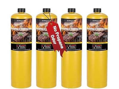 14.1oz MAPP Gas 4 Packs Kit 99.99% High Purity Equal to MAP Gas Hotter than Propane No Odor Cooking Searing Camping Gas to Broil Sous Vide for Welding Brazing Soldering Propane Torch Head
