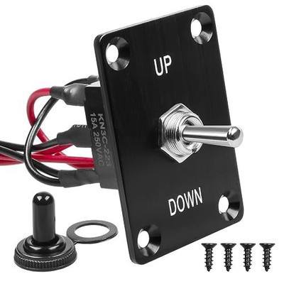 Button Switch Rocker Switch Toggle Switch Self Reset 6 Pin 3 Position | UP/Down Prewired Power Transfer Switch, with Mounting Plate, Waterproof Cap.