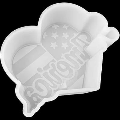 Car Freshie Mold Freshie Silicone Mold 3 1/2" L X 4 3/4" W X 1 1/4" H for Aroma Beads DIY Handmade Freshies Mould (Heart Shaped American Flag)