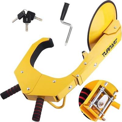 TURNART Universal Wheel Lock Anti Theft for Cars SUV Camper Trailer, 3 Keys, 1 Crank, Yellow (Wheel Lock)