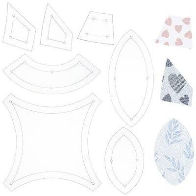 BENECREAT 7 Shapes Double Wedding Ring Acrylic Quilting Template, Transparent Acrylic Quilting Templates Rulers 2.5mm Thick for Woodworking, Quilting Sewing Needlework Craft