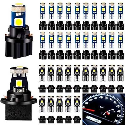 BBTO 40 Set 194 168 T5 T10 LED Bulbs with Sockets, Non Polarity, Dimmable, 300lm Instrument Dash Cluster Map Dome Door License Plate Interior Exterior Replacement (White)