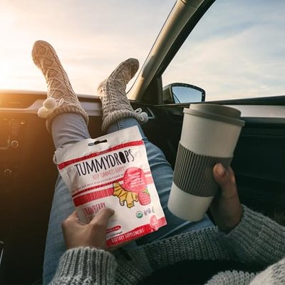 tummy drops Strawberry Ginger Lozenges, 33 ct, for Queasy Stomachs | Gastroenterologist-formulated, USDA Organic, Clean Label Project, Gluten Free, Kosher, & Vegan