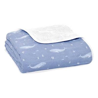 aden + anais Dream Blanket, 100% Organic Cotton Muslin Blankets for Girls & Boys, Ideal Lightweight Newborn Nursery & Crib Blanket, Oceanic