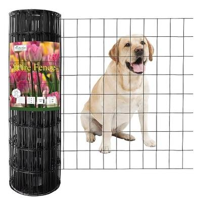 Black PVC Coated Welded Wire Fence 24" x 50' Roll, 2"x3" Mesh, 16 Gauge | Vinyl Coated Garden Fencing, Yard & Pet Barrier, Chicken Wire Fencing, Dog Enclosure Mesh, Vegetable Plant Protector
