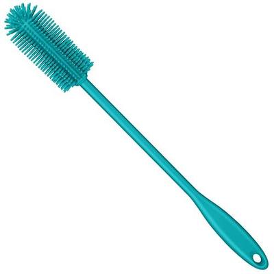 Silicone Bottle Brush, Water Bottle Cleaner Brush with Long Handle, Perfect for Cleaning Narrow Neck Containers, Vacuum Sports Bottle, Tumblers, Flask, Glassware (1 Pack, Turquoise)