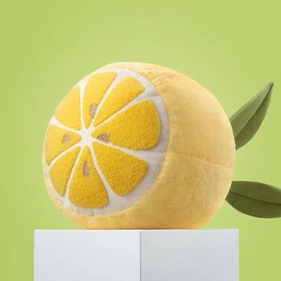 Phantoscope Fruit Shaped Pillows Series Lemon Shaped Throw Pillow, Fun Home Decor of Fruit Themed Shaped Cushions, Decorative Shaped Pillow for Couch Bed and Chair, Yellow, 10 x11.5 inches