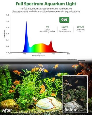 PRONORO Aquarium Light, LED Full Spectrum Freshwater Aquarium Lights, Daylight/Moonlight Mode and stepless dimmable, Fish Tank Light with 6h/9h/12h Timer and Auto ON/Off (G 12-17 in)