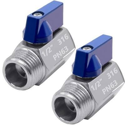 Beduan 1/2" Mini Ball Valve, Stainless Steel Female x Male NPT Thread Shut-Off Valve, Pack of 2