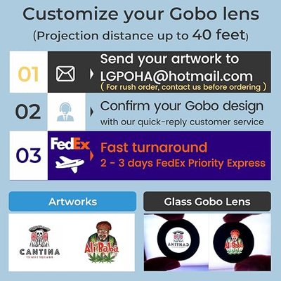 30W Logo GOBO Projector, HD LED Light for Business, Dual Cooling System, DJ Effect Light Projector with Free Glass Lens and Remote Control, Rotational, for Indoor Use