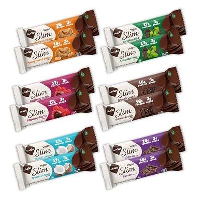 NuGo Slim, Sample Box, 16-17g Vegan Protein Bar, Gluten Free, 12 ct