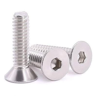 1/4-20 x 1 (25 Pcs) Flat Socket Cap Screws, 304 Stainless Steel 18/8, Full Thread, Countersunk Head, Connections Bolts, ASME/ANSI B18.3-8