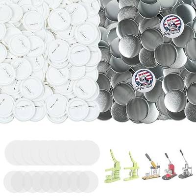 200 Sets (800 Pcs Total) 2.25 Button Maker Supplies, 2.28 inch / 58mm Button Parts Buttons Supplies, 2.25 in Blank Badge Parts with Blank Paper for Buttons Maker Machine Pin Maker