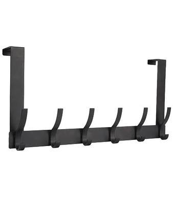 Optish Over The Door Hooks, Door Hanger Hooks for Hanging, Towel Racks for Bathroom with 12 Coat Hook, Coat Rack College Dorm Essentials Bathroom Accessories(1 Pack, Black)