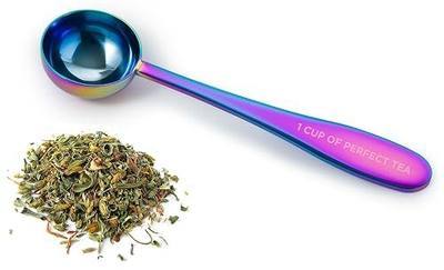 Loose Leaf Tea Spoon Measure | One Cup of Perfect Tea | Stainless Steel Scoop (Iridescent)