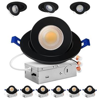 Adetu 4 inch 5CCT Gimbal Black Led Recessed Lights, 360°+90° Adjustable Directional Recessed Lighting, 2700K/3000K/3500K/4000K/5000K Dimmable Retrofit Eyeball Can Lights with Jbox, ETL(Black, 6 Pack)