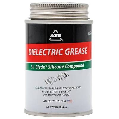 AGS Dielectric Grease for Electrical Connectors – 4oz Silicone Grease for Spark Plugs, Battery Terminals, Wiring & Connectors, Made in USA Since 1931, Brush-Top Can for Precise, Mess-Free Application
