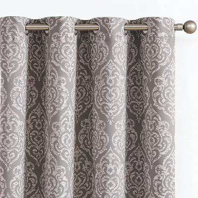 jinchan Blackout Curtains Damask Design Pattern Thermal Curtains Living Room Dining Bedroom Classic Window Curtains Room Darkening Thermal Insulated Curtains Grommet Top 2 Panels 84" L Grey