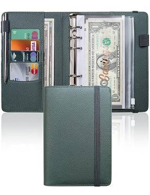 A6 PU Leather Money Binder with 10 Zipper Envelopes & Budget Sheets