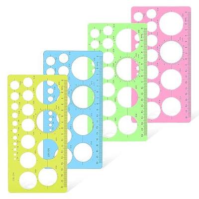 4 Pcs Circle Stencils Drawing Ruler, Circle Template for Drawing | Stencil Maker Rulers, Circle Stencil Template Ruler, Digital Measuring Templates for Office, School, Building, Drafting Tools