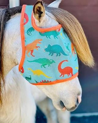 Mini-Pony No Ear Fly Mask (Medium 32-38" Mini, Blue Dinosaurs)