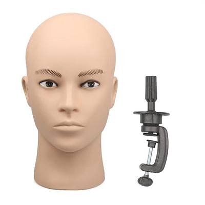 Male PVC Bald Mannequin Head with Stand, Life Size Display Mannequin | Durable micro-elastic PVC head. For toupee, mask, eyewear display, photography, craftwork, cosmetology & outdoor decor decoy.