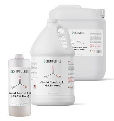 Chemfulfill Glacial Acetic Acid 99% Concentration – High Purity Ethanoic Acid for Industrial & Laboratory Use, Bulk Gallon (128 fl oz) Size, Made in USA
