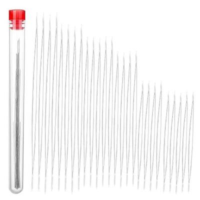 32 Pieces Collapsible Beading Needles, Assorted Size Big Eye Beads Needles Seed Beads Needles Long Straight Embroidery Needles with Needle Bottle for Jewelry Making (5 Size)