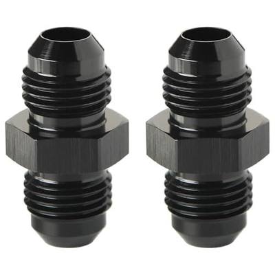 4AN Male to 4AN Male Flare Union Coupler Adapter Fitting Fuel Oil Connector Straight Aluminum Black, Pack of 2