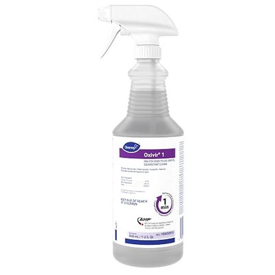 Oxivir Diversey 1 Disinfectant Cleaner, RTU, 32 oz, 12 Pack | Hydrogen Peroxide, AHP technology, 1-minute contact time, Sanitizer, Hard Surfaces, No Added Fragrance