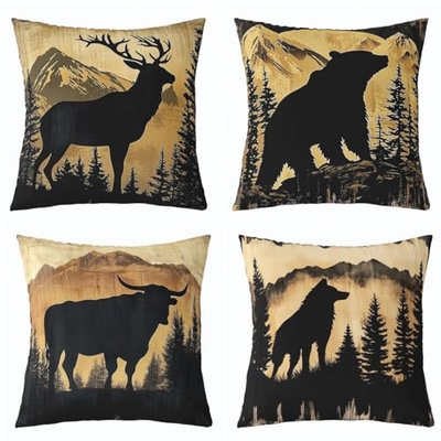 Feelyou Bear Rustic Throw Pillow Covers 18" x 18"