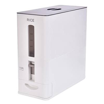 26Lbs Rice Dispenser Container, Airtight Rice Storage Containers with Lid, Automatic Rice Dispenser, Measurable Plastic Sealed Rice Bin Rice Bucket for Dry Food