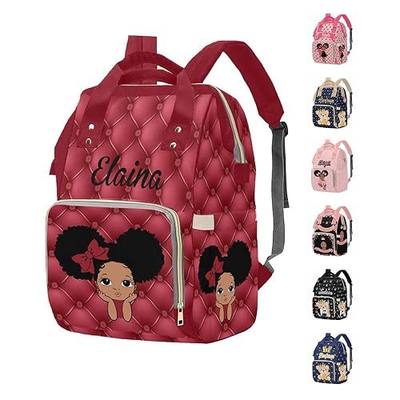 M YESCUSTOM Custom Red Baby Diaper Bag for Girls, Personalized Name Nylon Waterproof Mommy Nursing Daypack with Large Capacity for Travel, Birthday Mother's Day Gift for Women