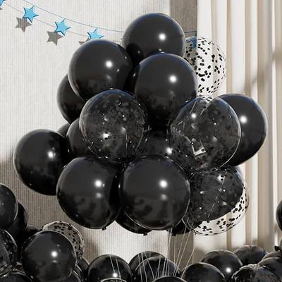 Black Latex Balloons: 55Pcs 12 inch Black Confetti Party Balloons Helium Latex Balloon Ribbons for Birthday Anniversary Graduation Wedding Decoration