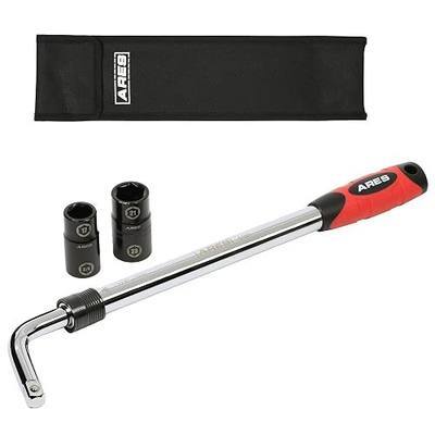 ARES 57001 Telescoping Lug Wrench, Extends 17.5-23.5 Inches | High-torque design; includes 2 double-sided 6-point sockets for broad vehicle coverage.