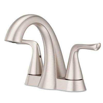 Pfister Willa 4 inch Centerset Bathroom Sink Faucet 2-Handle 3-Hole NSF Certified Spot Defense Brushed Nickel Vanity Faucet with Push & Seal Drain Installation LF048MALGS