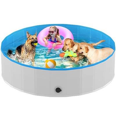 Niubya Foldable Round Dog Pool, Collapsible Hard Plastic Dog Swimming Pool, Portable Bath Tub for Pets Dogs and Cats, Pet Wading Pool for Indoor and Outdoor, 72 x 12 Inches